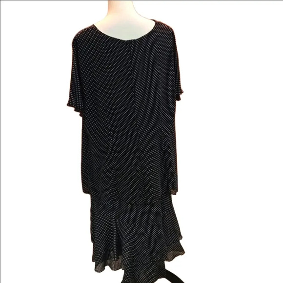 VTG Sag Harbor 2 pc Dress Midnight Blue White Polka Dots Layered Skirt size 2X - Picture 7 of 16